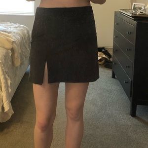 Grey suede high waisted mini skirt